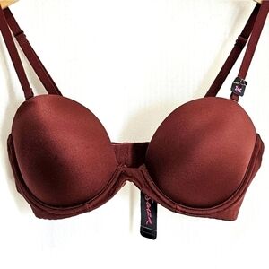 🇨🇦 La Senza Brown Satin Strapless Multi-Way Underwire Pushup Bra